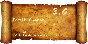 Birik Oberon névjegykártya